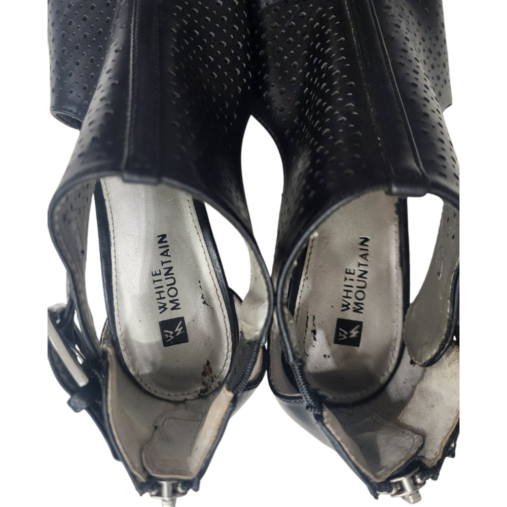 White Mountain 8M Womens Black Block Strappy Heels Pre-owned - Picture 7 of 12